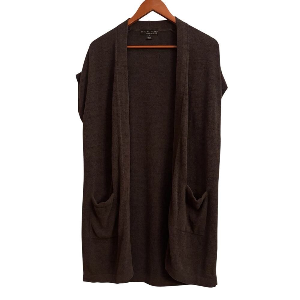 Barefoot Dreams CozyChic Ultra Lite Cardigan M Brown Open Front Luxe Lounge